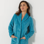 Robe de chambre maille polaire col ch�le - longueur 120 cm - blancheporte