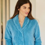 Robe de chambre maille polaire col chle - longueur 95 cm - blancheporte