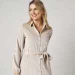 Robe - chemise longue en velours, manches longues - blancheporte