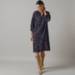 Robe chemisier boutonne imprime - 36 - noir - lora zellini