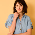 Robe - chemisier longue en jean, manches courtes - blancheporte