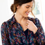 Robe - chemisier longue en voile jacquard imprim floral - blancheporte