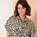 Robe - chemisier manches courtes, imprim lopard - blancheporte