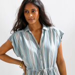 Robe chemisier ray�e, manches courtes - blancheporte