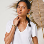 Robe col v courte unie, crpon - blancheporte