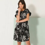 Robe courte boutonnée imprimé végétal, fluide - blancheporte Robe courte boutonnée imprimé végétal, fluide - blancheporte