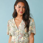 Robe courte boutonn�e imprim�e, sp�cial petites - blancheporte