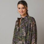 Robe courte boutonne, manches amples - 36 - kaki - lora zellini