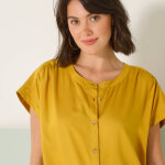 Robe courte boutonne unie, fluide - blancheporte