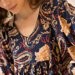 Robe courte col v, imprim bohme - blancheporte