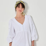 Robe courte vase, dtails broderie anglaise - blancheporte