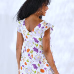 Robe courte vase, crpon imprim floral - blancheporte