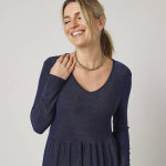 Robe courte vase en maille brillante, manches longues - blancheporte
