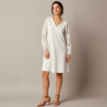 Robe courte Évasée, manches blousantes macramé - lora zellini Robe courte Évasée, manches blousantes macramé - lora zellini
