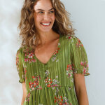 Robe courte imprim floral, voile fils brillants - blancheporte