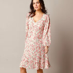 Robe courte imprime, maille plisse - lora zellini