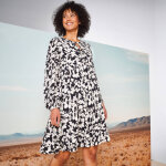 Robe courte imprimée, détails nouettes - blancheporte Robe courte imprimée, détails nouettes - blancheporte