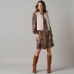 Robe courte manches blousantes, crpe imprim - lora zellini