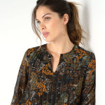 Robe courte plisse imprime - blancheporte