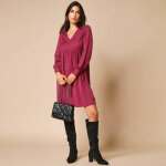 Robe courte volant Épaules, crêpe uni - blancheporte Robe courte volant Épaules, crêpe uni - blancheporte