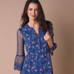 Robe dentelle manches 3 / 4 imprime - lora zellini