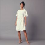Robe drapée dentelle, manches papillon - blancheporte Robe drapée dentelle, manches papillon - blancheporte