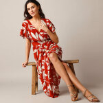 Robe effet cache - coeur, crpon imprim xxl - lora zellini