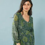 Robe vase imprime en voile, spcial petites - blancheporte