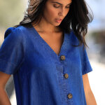 Robe housse boutonnée, jean léger - blancheporte Robe housse boutonnée, jean léger - blancheporte