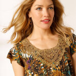 Robe imprim� tropical - d�collet� macram� - blancheporte