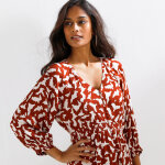 Robe longue boutonn�e, cr�pon, imprim� graphique - blancheporte