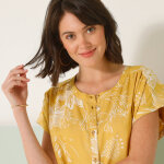 Robe longue boutonne imprim vgtal, fluide - blancheporte