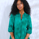 Robe longue broderie anglaise, manches 3 / 4 blousantes - lora zellini