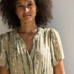 Robe longue en crpon, imprime - blancheporte