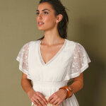 Robe longue crpon et tulle brod - blancheporte