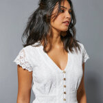 Robe longue dentelle macram� - blancheporte