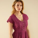 Robe longue dentelle macram - 36 - violet - lora zellini