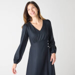 Robe longue fluide col v unie - blancheporte