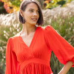 Robe longue fluide col v, unie - blancheporte