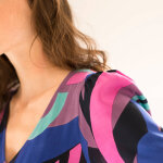 Robe longue fluide imprime col v, viscose - blancheporte
