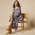 Robe longue imprimé fleurs, crêpe - blancheporte Robe longue imprimé fleurs, crêpe - blancheporte
