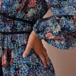 Robe longue imprim floral finition macram - 44 - bleu - lora zellini