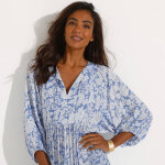 Robe longue imprim�e, cr�pon - blancheporte