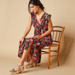 Robe longue imprime, sans manches - coeur au sud