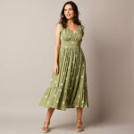 Robe longue imprime, crpon - 40 - kaki - lora zellini