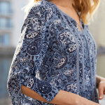 Robe longue imprimée manches 3 / 4 fendues - blancheporte Robe longue imprimée manches 3 / 4 fendues - blancheporte