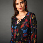 Robe longue imprime manches 3 / 4 - lora zellini