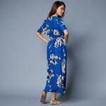 Robe longue imprimée, manches évasées - 54 - bleu - lora zellini Robe longue imprimée, manches évasées - 54 - bleu - lora zellini