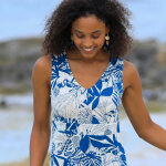 Robe longue imprime sans manches - blancheporte