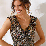 Robe longue imprim�e, sans manches - blancheporte